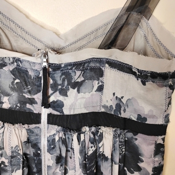 LOFT NWT Floral Cotton Babydoll Dress 6 Raw-Edge Sheer Straps - Picture 9 of 12